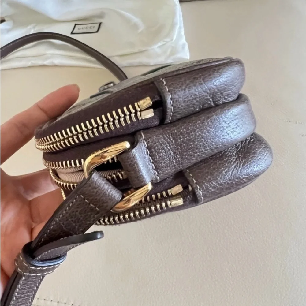 Gucci Ophidia Brown and Green Crossbody Triple Pocket Bag - Picture 5 of 9